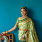 Vishnu Weaves Women's Pista Patola Banarasi Silk Meenakari Zari Woven Saree with Blouse - Swadesiicart