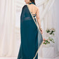 Teal Blue Rangoli Silk Solid, Lace Border Ready To Wear Saree - Kashvi | Swadesiicart