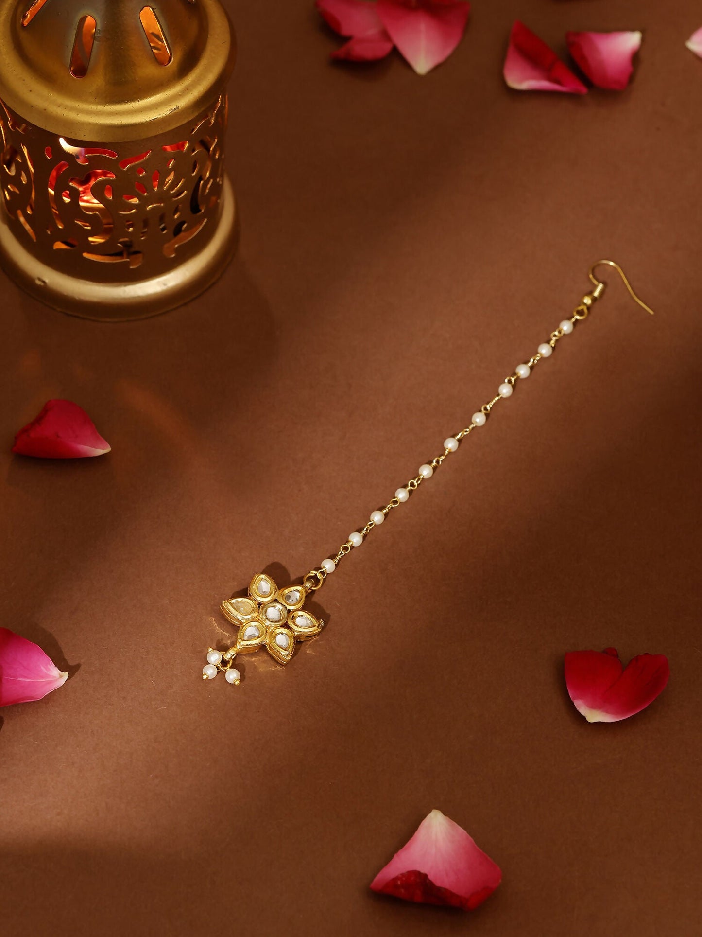 Ruby Raang Gold Flower Kundan Maang Tikka | Swadesiicart