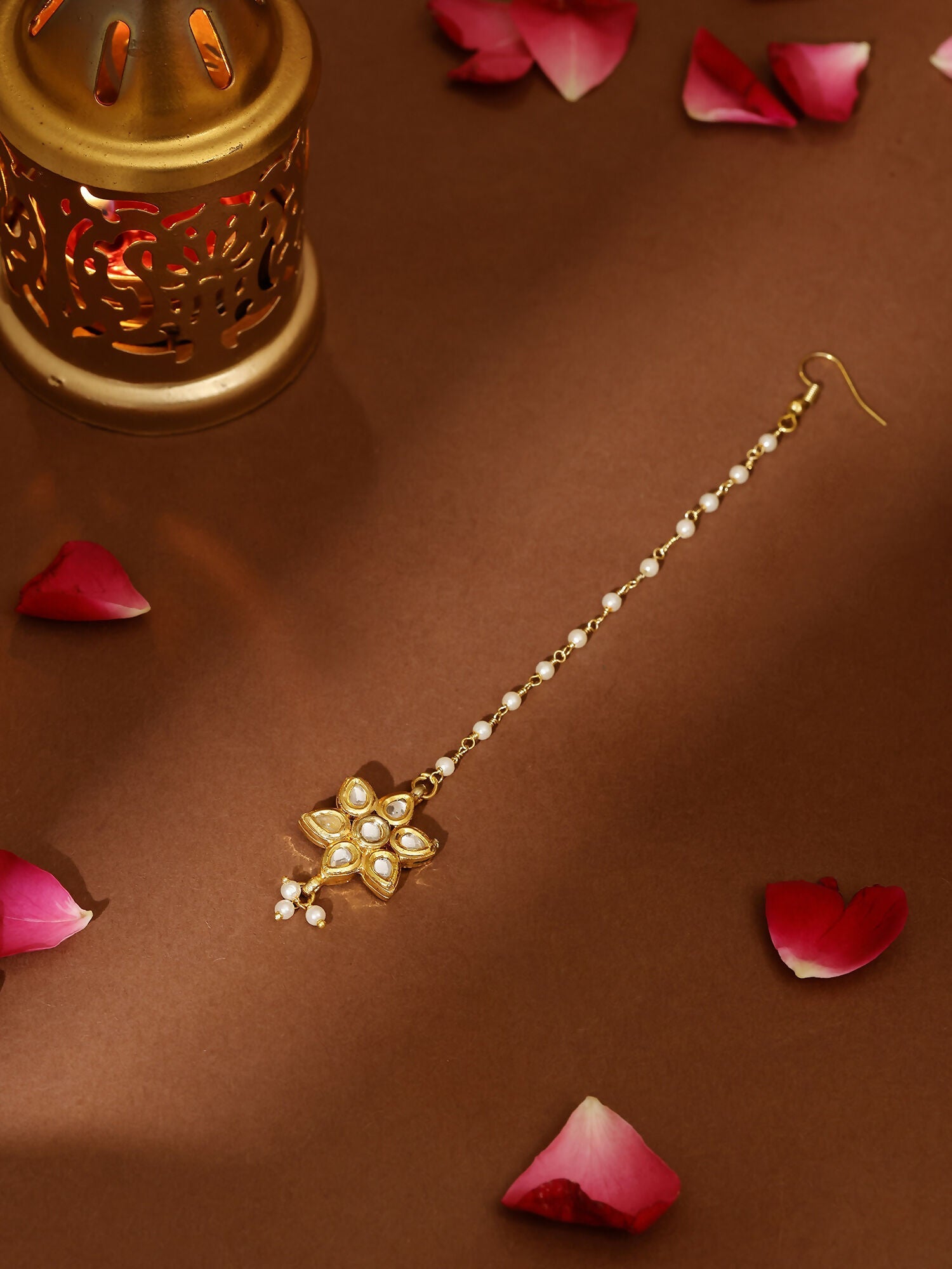 Ruby Raang Gold Flower Kundan Maang Tikka | Swadesiicart
