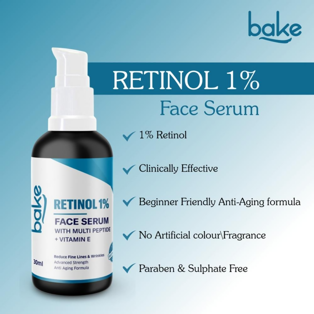 Bake Retinol 1% Face Serum With Multi Peptide + Vitamin E | Swadesiicart