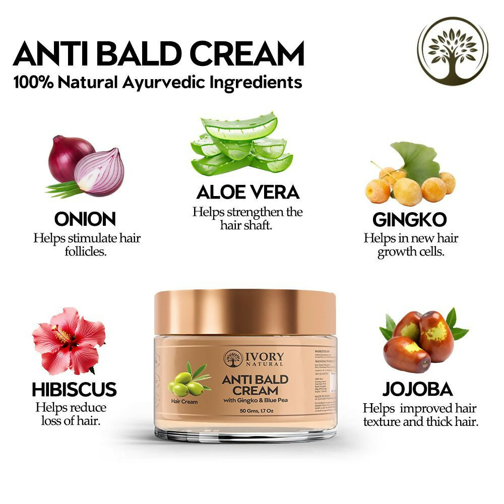 Ivory Natural Bald Cream For Hair For Stimulate Growth Of Hair, Avoid Thinning | Swadesiicart