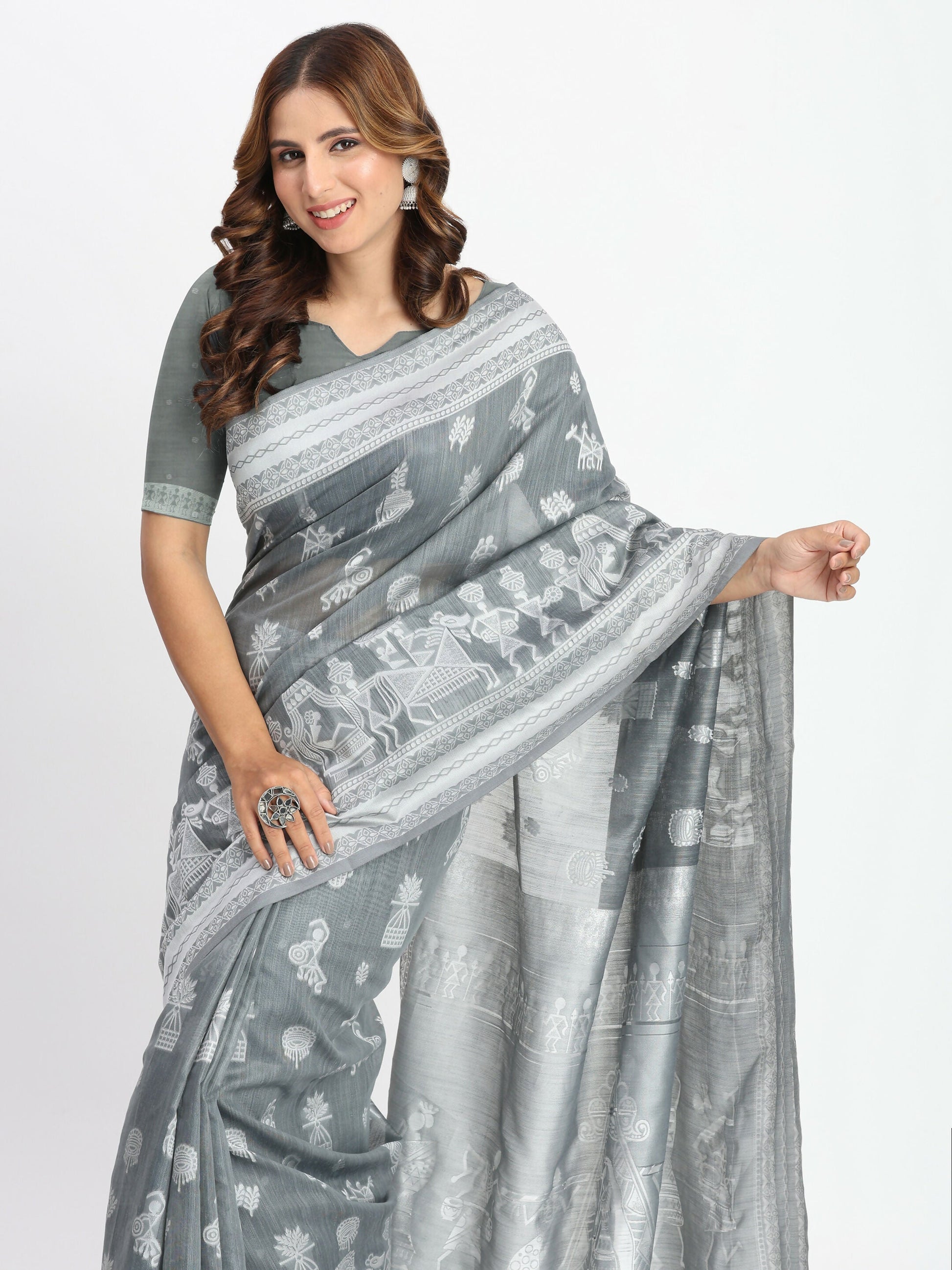 Shree Shyam Fashion Linen Cotton Pink Saree