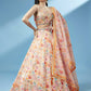 House of Panchhi Orange Organza Floral Printed Lehenga choli & Dupatta | Swadesiicart