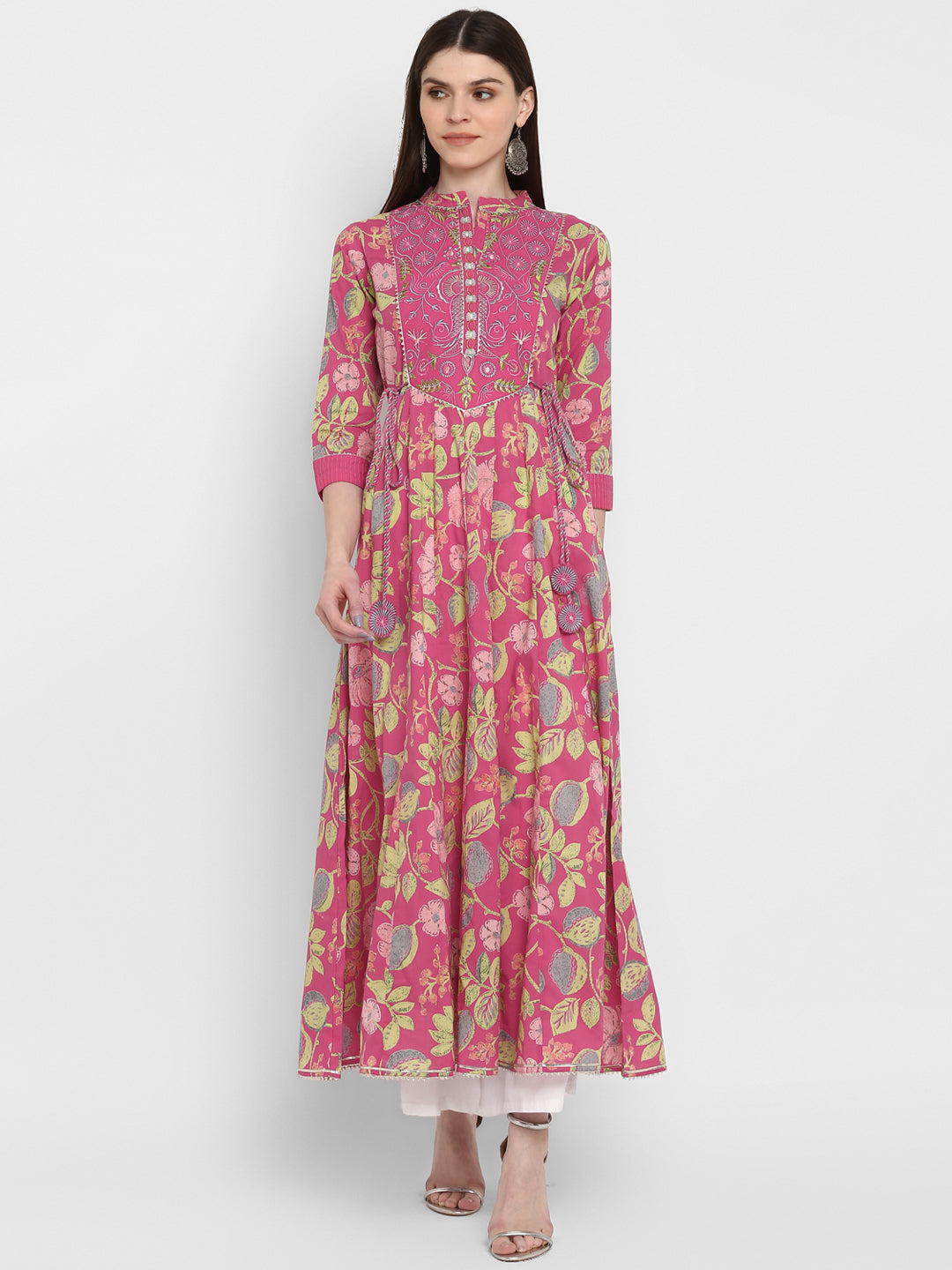 NOZ2TOZ Women's Printed Anarkali Coral Kurta- (1pc set) - Swadesiicart
