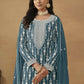 Radiant Teal Embroidered Wedding Festive Gharara Suit - Emponline | Swadesiicart