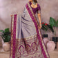Aastha Fashion Grey Kalamkari Silk Zari Woven Saree
