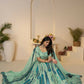 Kesar Fab Sky-Blue Banarasi Silk Embroidered Lehenga | Swadesiicart