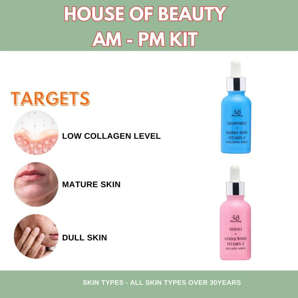 House of Beauty Am + Pm Pack - Collagen + Hyaluronic Serum - Swadesiicart