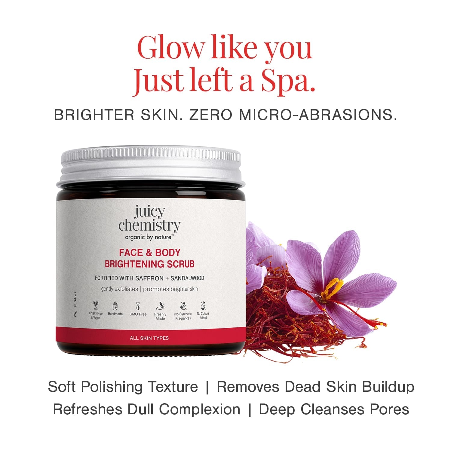 Face & Body Brightening Scrub Fortified with Saffron + Sandalwood