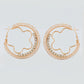 VOJ Women Gold-Polished Studded Beads Stainless Steel Double Circular Hoop Earrings - Swadesiicart