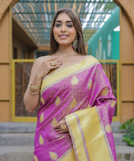 Vamsee Madhavi Purple Soft Silk Saree - Swadesiicart