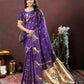 Lorenvalley Fashion Purple Soft Paithani Silk Woven Design Gold Zari Meenakari Weaving Saree - Swadesiicart