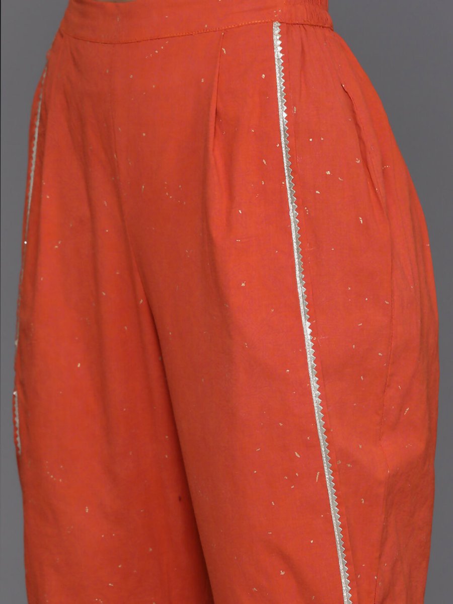 Ahalyaa Women's Traditional Wear Co-ods - Orange - Swadesiicart