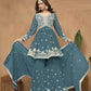 Anaita Teal Embroidered Faux Georgette Sharara Suit
