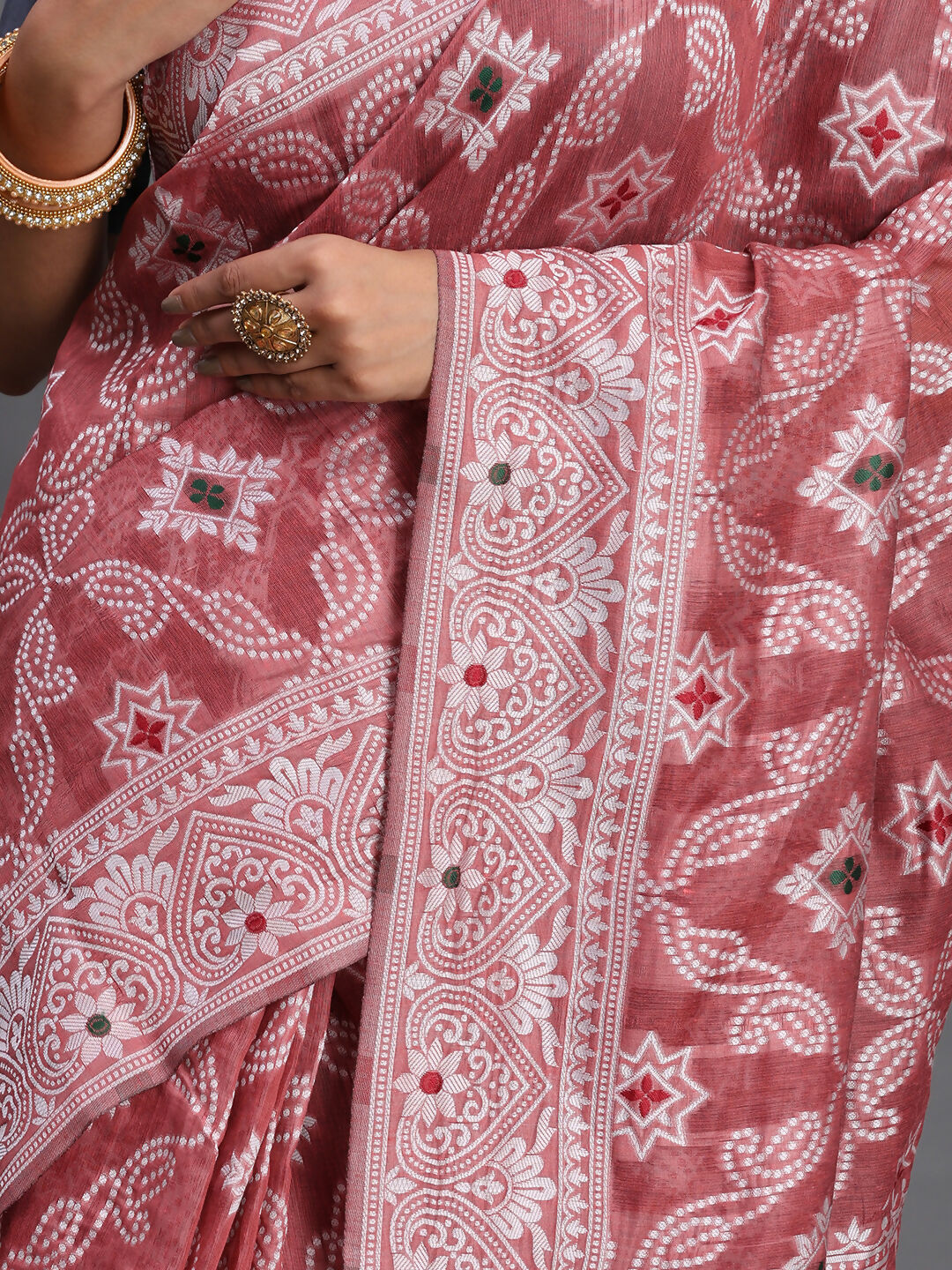 Shree Shyam Fashion Linen Cotton Peach Saree