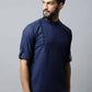 Even Apparels Navy blue Color Viscose Pure Cotton Men's Kurta With Side Placket (SLD1190) | Swadesiicart