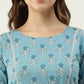 FIORRA Women's Sky Blue Cotton Kurta - Swadesiicart