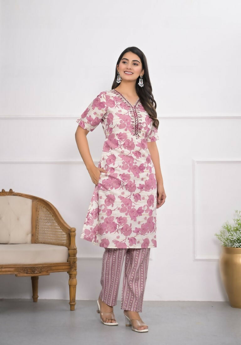 Festive Wear Ethnic Pink chanderi Stitched Suit With Dupatta - Anbazaar - Swadesiicart