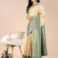 Astita Aura Silk Cream Green Banarasi Silk Saree | Swadesiicart