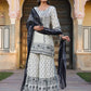 Juniper Women's Off White Rayon Floral Placement Kurta With Sharara And Dupatta Set | Swadesiicart
