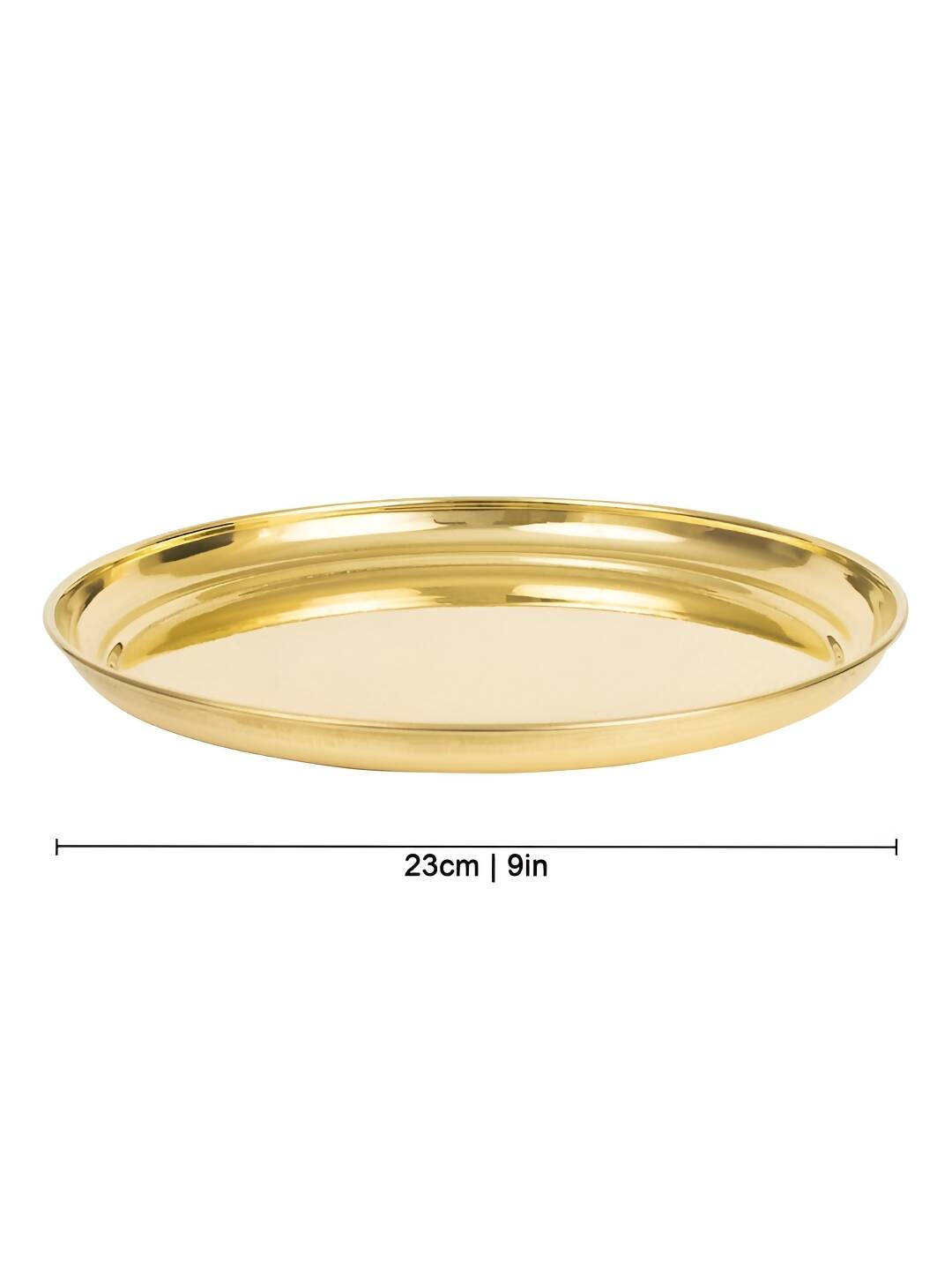 Spillbox Gold-Toned Brass Plain Thali Pooja Essential | Swadesiicart
