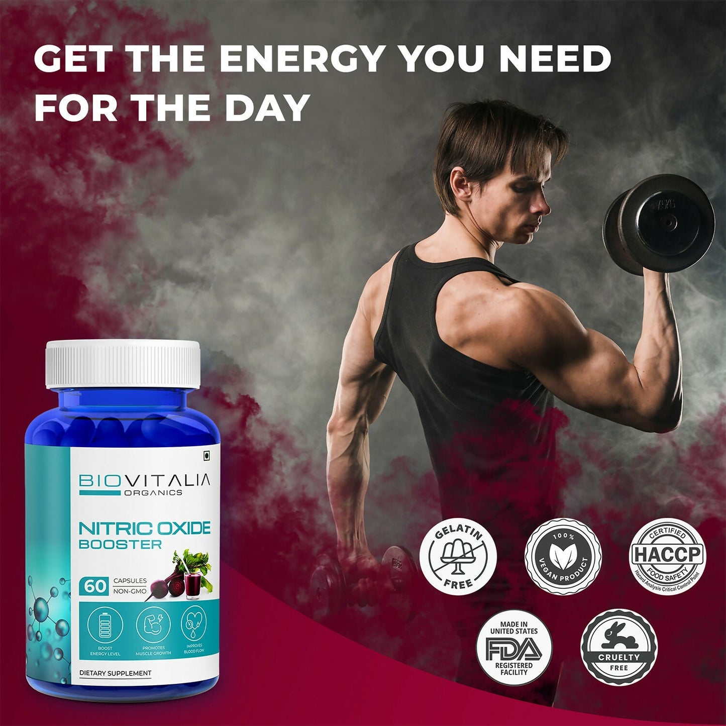 Biovitalia Organics Nitric Oxide Capsule L-Arginine | Swadesiicart
