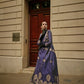 Navy Blue Weavead Thread & Zari Work, Handloom Weaving Banarasi Satin Silk Saree - Rajtex Kronicle Silk - Swadesiicart