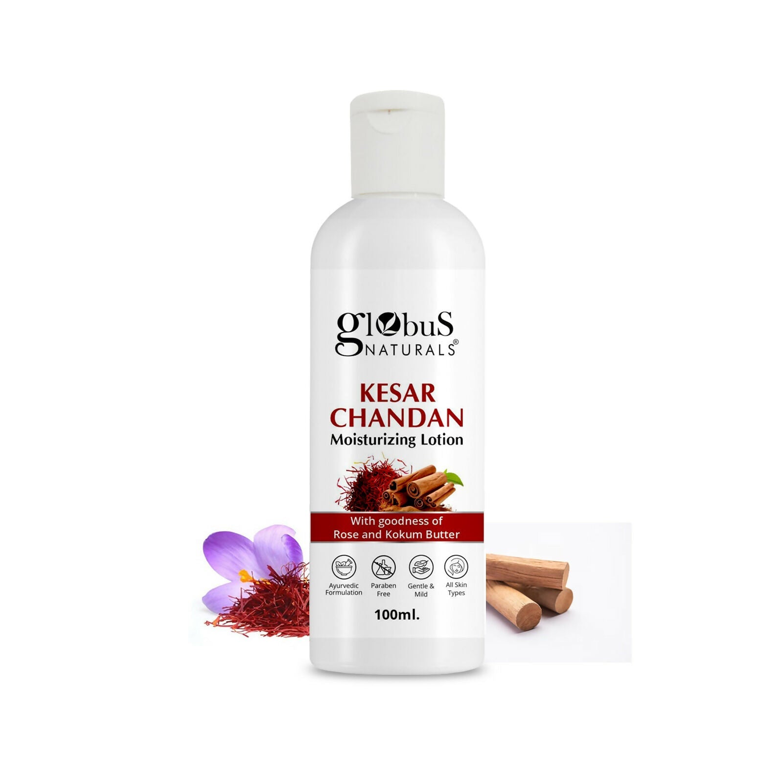 Globus Naturals Kesar Chandan Moisturizing Body Lotion For Silky Soft, Smooth, Radiant Skin, All Skin Types | Swadesiicart