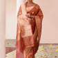 Joban Fashion Rose Gold Banarasi Tissue Pure Handloom Banarasi Silk Saree | Swadesiicart