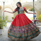 Jyoti Fashion Women's Red Patola with Foil Print Dola Silk Anarkali Dress | Swadesiicart