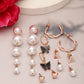 NVR Women's Set of 6 White Pearl Gold-Polished Contemporary Drop Earrings | Swadesiicart