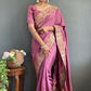 Vastranavya Mauve Vichitra Silk Zari with Swarovski Work Ready to Wear Saree | Swadesiicart