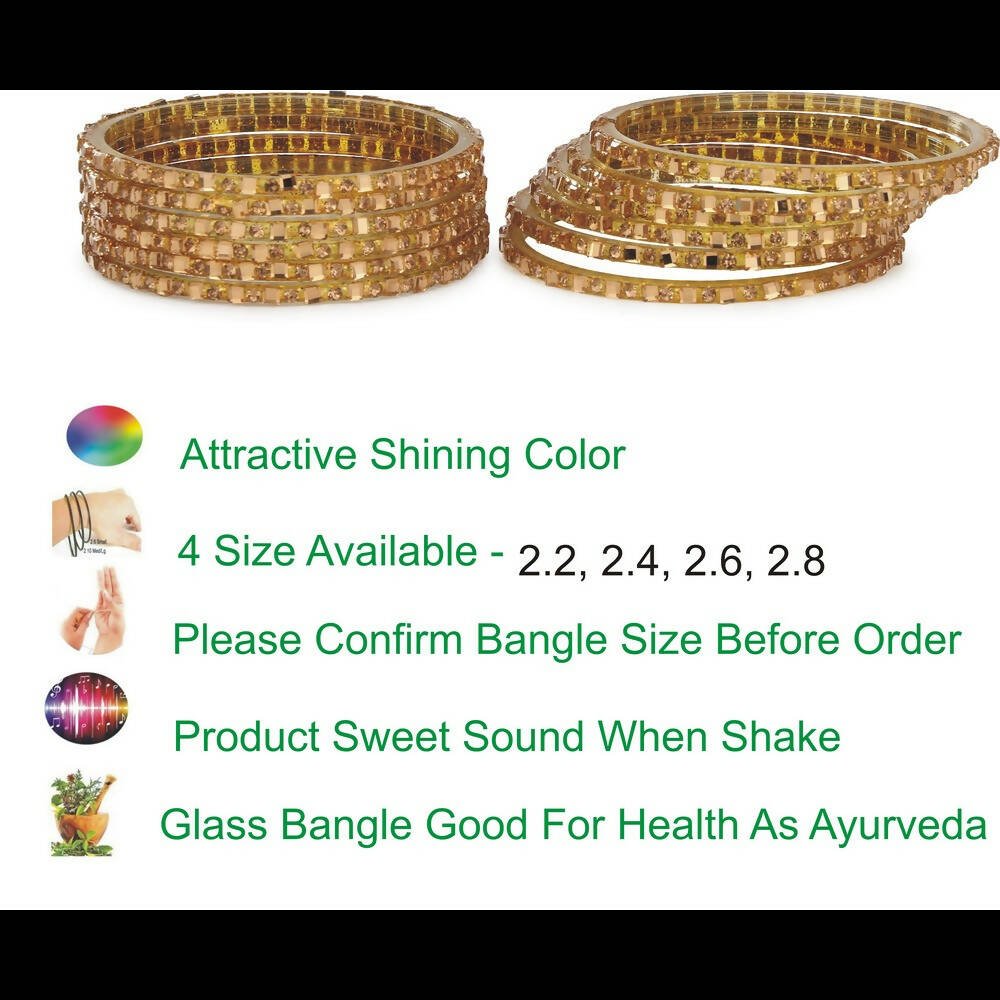 Afast Bridal Wedding & Party Fashionable Colorful Glass Bangle/Kada Set, Pack Of 12 - Yellow - Swadesiicart