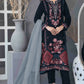 Anaita Navy Blue Velvet Suit with Embroidery Sequence Work - Swadesiicart