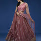 House of Panchhi Rose Gold Net Sequinse Work Lehenga & Blouse, Dupatta | Swadesiicart