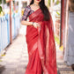 Red Linen Sequence Saree with Unstitched Blouse - Hiral Fashion | Swadesiicart