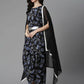 Ahalyaa Women's Black Color Crepe Digital Print Top Skirt With Shrug | Swadesiicart