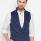 Even Apparels Blue Merino Men Woven Nehru Jacket | Swadesiicart