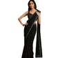 Black Crepe Silk Sequence Embroidered & Stone Work With Sequence Work Jacket Saree With Stitched Blouse - Mohmanthan La Belle
