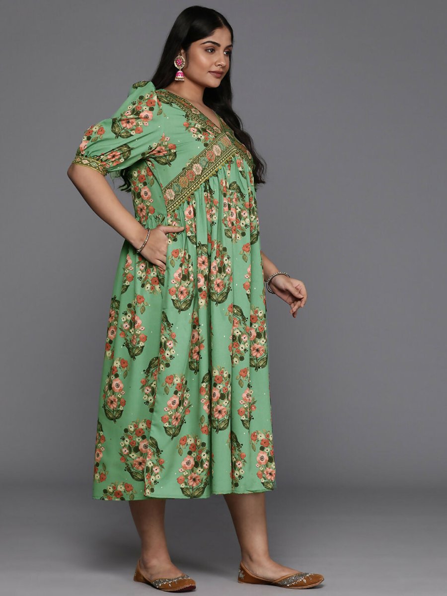 Ahalyaa Women's Traditional wear Ethnic Dress - Green | Swadesiicart