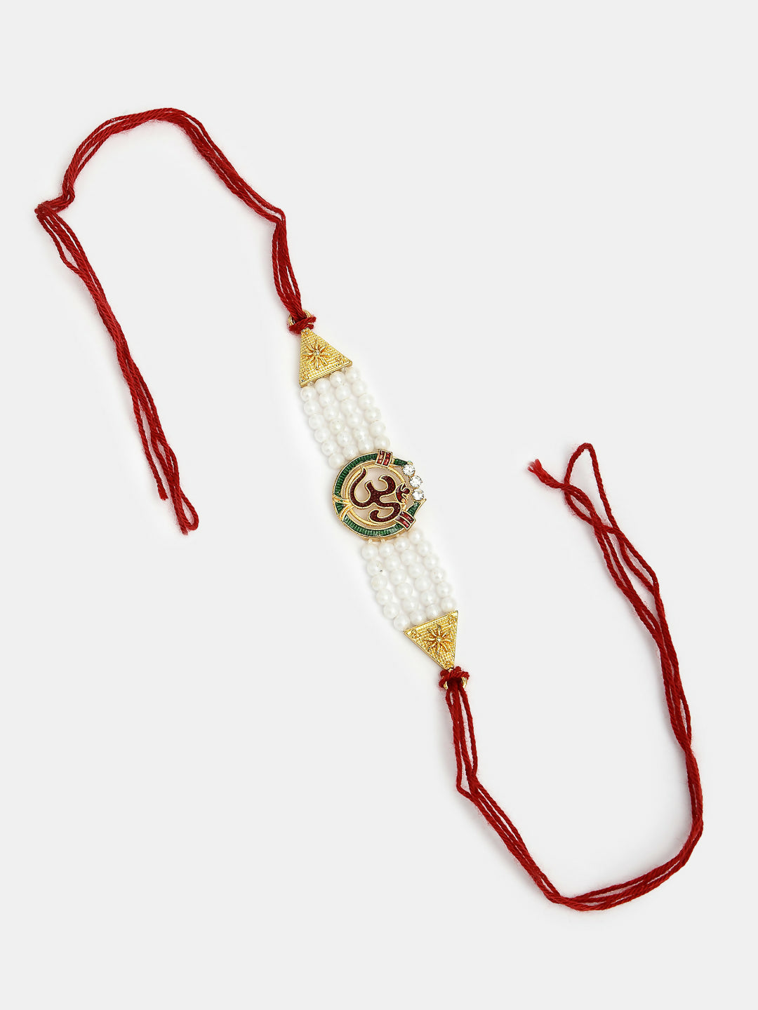 NVR Women & Men Set of 2 White Pearl Bhaiya Bhabhi Rakhi With Roli Chawal & Chocolate | Swadesiicart