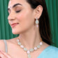 VOJ Gold-Polished Nude Pink And Mint Green Stone Studded Jewellery Set With Maang Tikka - Swadesiicart