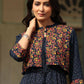 Juniper Women's Blue Rayon Festive Printed Flared Dress | Swadesiicart