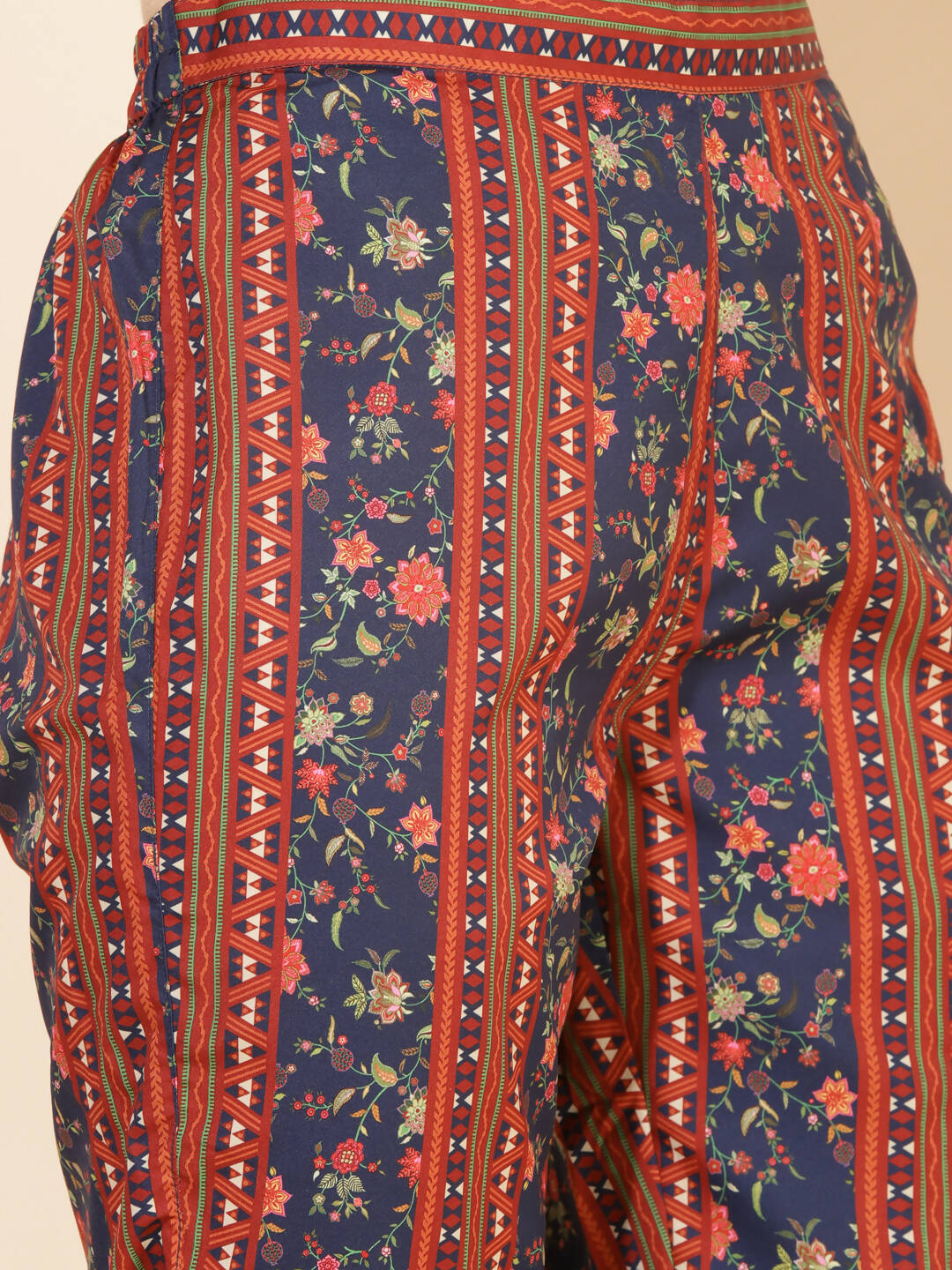 Janasya Women's Blue Crepe Digital Floral Printed Festive A-line Co-ords - Swadesiicart
