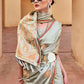 Dusty Grey Pure Satin Zari Weaving Wedding Festive Saree - Emponline | Swadesiicart