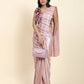 Pink Pure Georgette Sequence work Ready to wear Saree with stitched Blouse - Satiksha | Swadesiicart