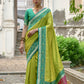 Vishnu Weaves Women's Mahendi Banarasi Silk Woven Saree with Blouse - Swadesiicart