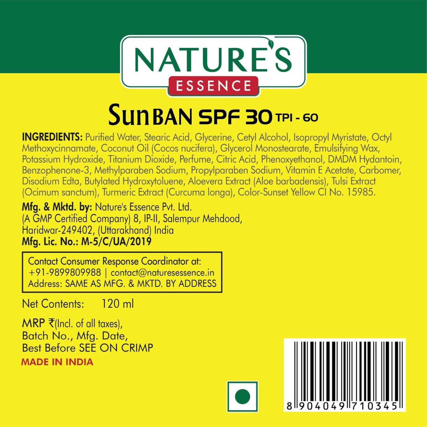 Nature?? Essence SunBan SPF 30 Sunscreen Lotion - Swadesiicart