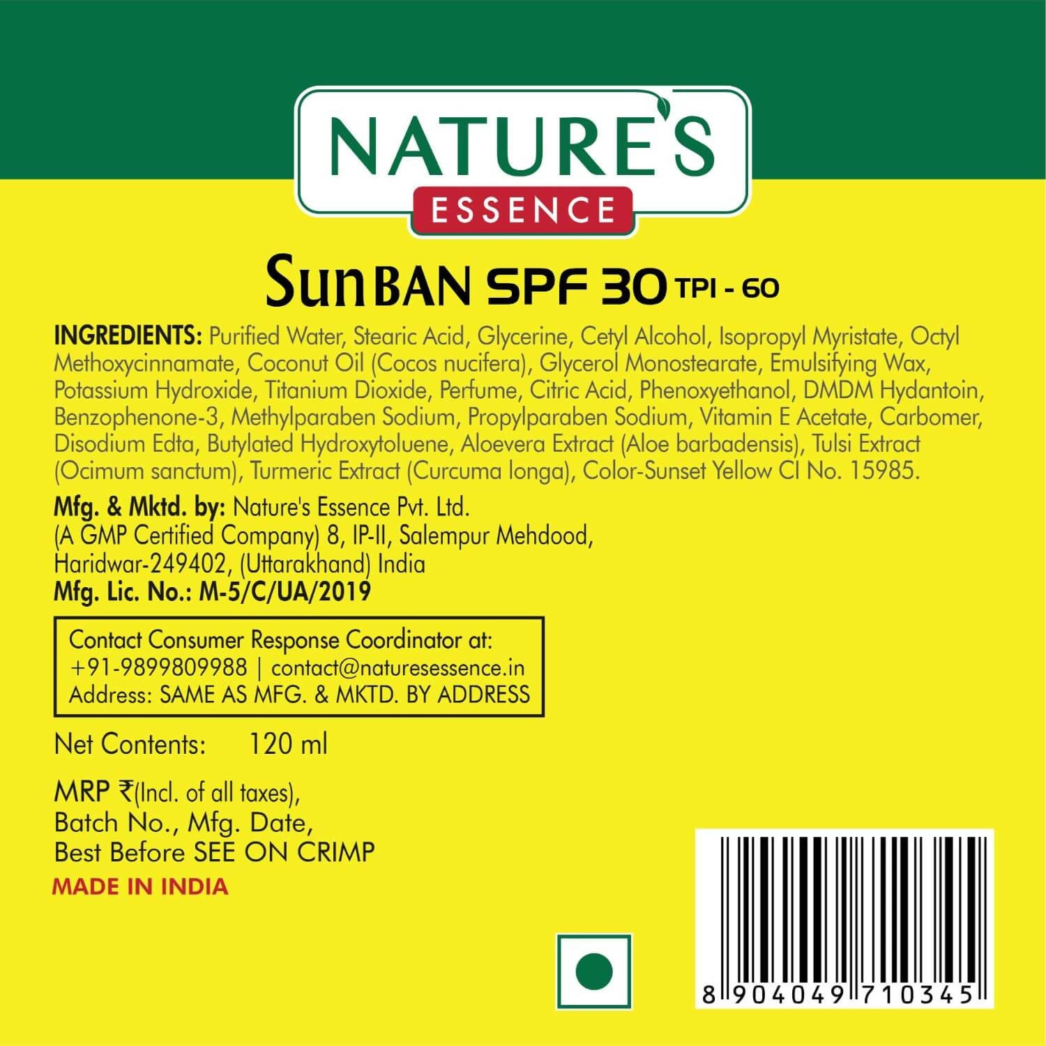 Nature?? Essence SunBan SPF 30 Sunscreen Lotion - Swadesiicart